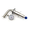 Sanitária inox válvula de alívio de pressão tri clamp ajustável com manômetro